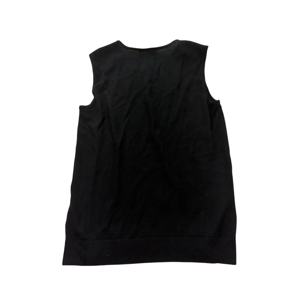 Tory Burch Black Sequin Silk Wool Sleeveless Sweater Top Women’s Medium M